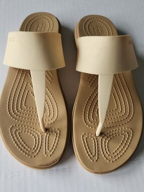 Crocs Women’s Vanilla Beige Tulum Flip Flop Thong Slide Sandals